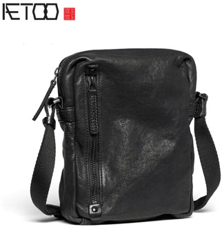 AETOO Slant bag, men's retro shoulder bag, men's leather slant bag, fashion trend mini men's bag