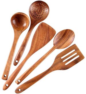 Afbc Gezonde Kookgerei Set Houten Koken Gereedschap Natuurlijke Anti-aanbak Hard Hout Spatel En Lepels-Duurzaam Eco-vriendelijke En