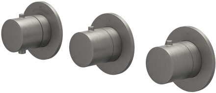 Afbouwdeel IVY Bond Inbouwthermostaat 2 Stopkranen Symmetry Met Ronde Rozetten Geborsteld Metal Black PVD IVY