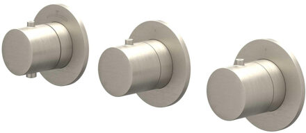 Afbouwdeel IVY Bond Inbouwthermostaat 2 Stopkranen Symmetry Met Ronde Rozetten Geborsteld Nickel PVD IVY
