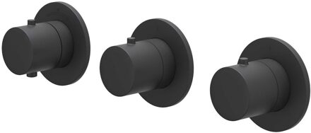 Afbouwdeel IVY Bond Inbouwthermostaat 2 Stopkranen Symmetry Met Ronde Rozetten Mat Zwart PED IVY