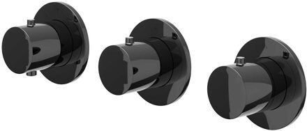 Afbouwdeel IVY Bond Inbouwthermostaat 2 Stopkranen Symmetry Met Ronde Rozetten Zwart Chroom PVD IVY