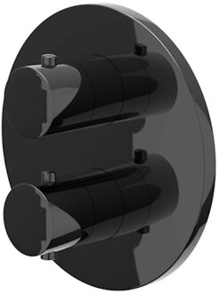 Afbouwdeel IVY Bond Inbouwthermostaat 2-weg Met Rond Rozet Zwart Chroom PVD IVY