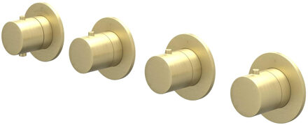 Afbouwdeel IVY Bond Inbouwthermostaat 3 Stopkranen Symmetry Met Ronde Rozetten Geborsteld Mat Goud PVD IVY