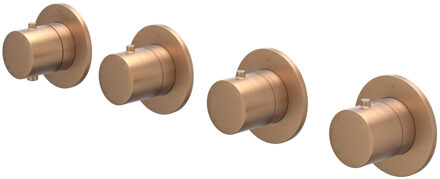 Afbouwdeel IVY Bond Inbouwthermostaat 3 Stopkranen Symmetry Met Ronde Rozetten Geborsteld Mat Koper PVD IVY