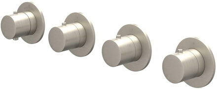Afbouwdeel IVY Bond Inbouwthermostaat 3 Stopkranen Symmetry Met Ronde Rozetten Geborsteld Nickel PVD IVY