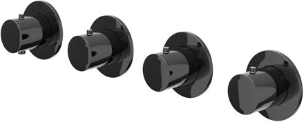 Afbouwdeel IVY Bond Inbouwthermostaat 3 Stopkranen Symmetry Met Ronde Rozetten Zwart Chroom PVD IVY