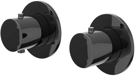 Afbouwdeel IVY Bond Inbouwthermostaat Symmetry 2-Weg Stop-Omstel Met Rond Rozet Zwart Chroom PVD