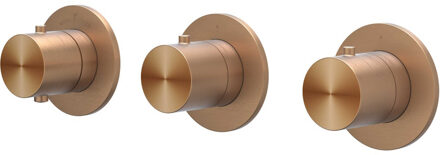 Afbouwdeel IVY Concord Inbouwthermostaat 2 Stopkranen Symmetry Met Ronde Rozetten RVS316 Geborsteld Mat Koper PVD Geborsteld RVS316 Mat Koper PVD
