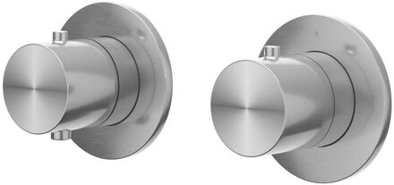 Afbouwdeel IVY Concord Inbouwthermostaat 2-weg Stop-Omstel Symmetry Met Rond Rozet Geborsteld RVS316 IVY