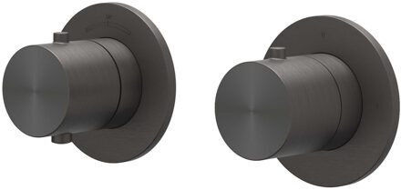 Afbouwdeel IVY Concord Inbouwthermostaat 2-weg Stop-Omstel Symmetry Met Rond Rozet RVS316 Geborsteld Carbon Black PVD IVY