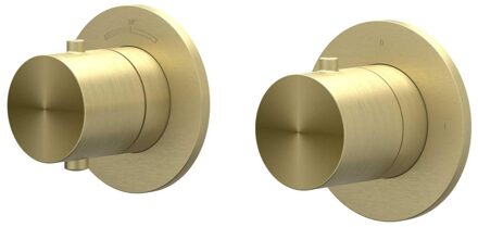 Afbouwdeel IVY Concord Inbouwthermostaat 2-weg Stop-Omstel Symmetry Met Rond Rozet RVS316 Geborsteld Mat Goud PVD IVY