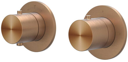 Afbouwdeel IVY Concord Inbouwthermostaat 2-weg Stop-Omstel Symmetry Met Rond Rozet RVS316 Geborsteld Mat Koper PVD Geborsteld RVS316 Mat Koper PVD