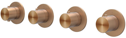 Afbouwdeel IVY Concord Inbouwthermostaat 3 Stopkranen Symmetry Met Ronde Rozetten RVS316 Geborsteld Mat Koper PVD Geborsteld RVS316 Mat Koper PVD