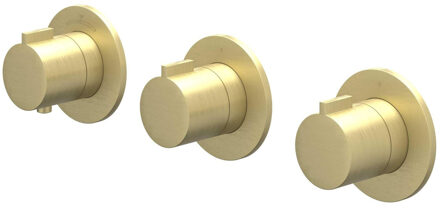 Afbouwdeel IVY Pact Inbouwthermostaat 2 Stopkranen Symmetry Met Ronde Rozetten Geborsteld Mat Goud PVD IVY