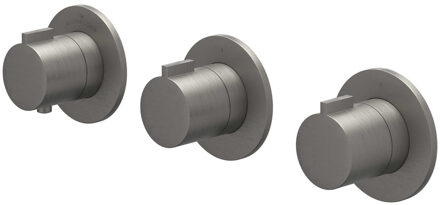 Afbouwdeel IVY Pact Inbouwthermostaat 2 Stopkranen Symmetry Met Ronde Rozetten Geborsteld Metal Black PVD IVY