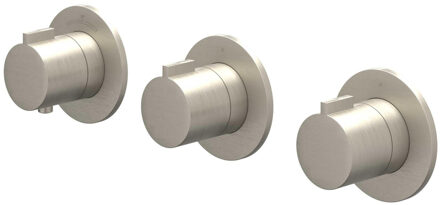 Afbouwdeel IVY Pact Inbouwthermostaat 2 Stopkranen Symmetry Met Ronde Rozetten Geborsteld Nickel PVD IVY