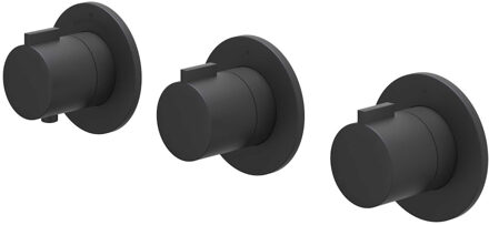 Afbouwdeel IVY Pact Inbouwthermostaat 2 Stopkranen Symmetry Met Ronde Rozetten Mat Zwart PED IVY
