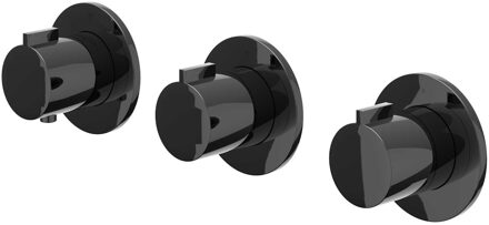 Afbouwdeel IVY Pact Inbouwthermostaat 2 Stopkranen Symmetry Met Ronde Rozetten Zwart Chroom PVD