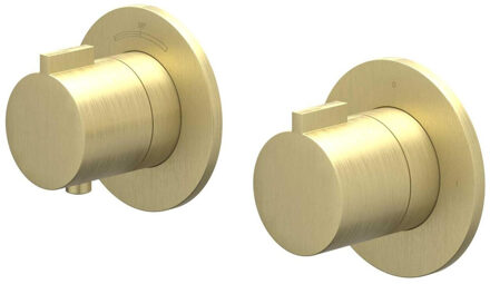 Afbouwdeel IVY Pact Inbouwthermostaat 2-weg Stop-Omstel Met Rond Rozet Geborsteld Mat Goud PVD IVY