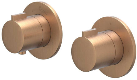 Afbouwdeel IVY Pact Inbouwthermostaat 2-weg Stop-Omstel Met Rond Rozet Geborsteld Mat Koper PVD IVY