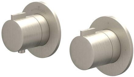 Afbouwdeel IVY Pact Inbouwthermostaat 2-weg Stop-Omstel Met Rond Rozet Geborsteld Nickel PVD IVY