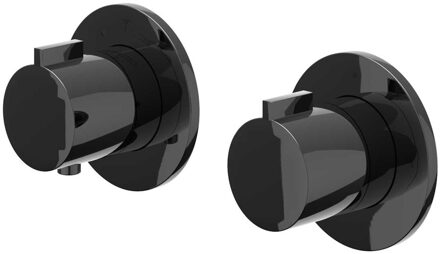 Afbouwdeel IVY Pact Inbouwthermostaat 2-weg Stop-Omstel Met Rond Rozet Zwart Chroom PVD IVY