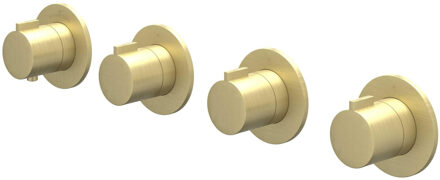 Afbouwdeel IVY Pact Inbouwthermostaat 3 Stopkranen Symmetry Met Ronde Rozetten Geborsteld Mat Goud PVD IVY