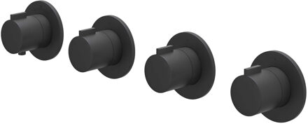 Afbouwdeel IVY Pact Inbouwthermostaat 3 Stopkranen Symmetry Met Ronde Rozetten Mat Zwart PED IVY