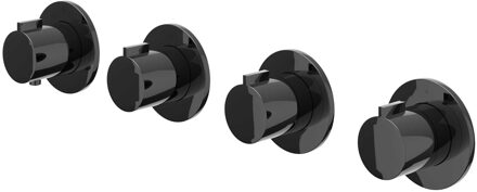 Afbouwdeel IVY Pact Inbouwthermostaat 3 Stopkranen Symmetry Met Ronde Rozetten Zwart Chroom PVD IVY