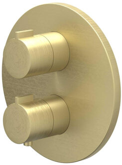 Afbouwdeel IVY Pact Inbouwthermostaat 3-Weg Stop-Omstel Met Rond Rozet Geborsteld Mat Goud PVD IVY