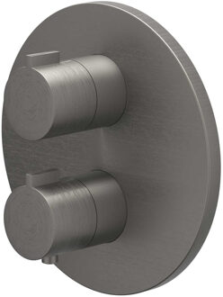 Afbouwdeel IVY Pact Inbouwthermostaat 3-Weg Stop-Omstel Met Rond Rozet Geborsteld Metal Black PVD IVY