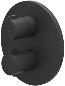 Afbouwdeel IVY Pact Inbouwthermostaat 3-Weg Stop-Omstel Met Rond Rozet Mat Zwart PED IVY