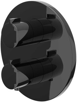 Afbouwdeel IVY Pact Inbouwthermostaat 3-Weg Stop-Omstel Met Rond Rozet Zwart Chroom PVD IVY