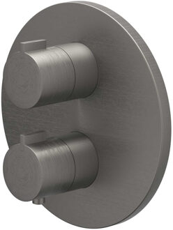 Afbouwdeel IVY Pact Inbouwthermostaat Stop-Omstel Met Rond Rozet Geborsteld Metal Black PVD IVY