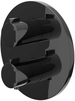 Afbouwdeel IVY Pact Inbouwthermostaat Symmetry 2-Weg Stop-Omstel Met Rond Rozet Zwart Chroom PVD IVY