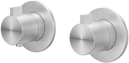 Afbouwdeel IVY Tribe Inbouwthermostaat 2-weg Stop-Omstel Symmetry Met Rond Rozet Geborsteld RVS316