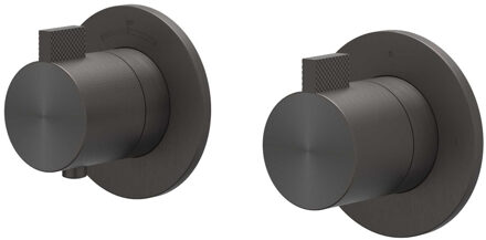 Afbouwdeel IVY Tribe Inbouwthermostaat 2-weg Stop-Omstel Symmetry Met Rond Rozet RVS316 Geborsteld Carbon Black PVD Geborsteld RVS316 Carbon Black PVD