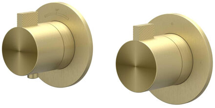 Afbouwdeel IVY Tribe Inbouwthermostaat 2-weg Stop-Omstel Symmetry Met Rond Rozet RVS316 Geborsteld Mat Goud PVD Geborsteld RVS316 Mat Goud PVD