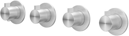 Afbouwdeel IVY Tribe Inbouwthermostaat 3 Stopkranen Symmetry Met Ronde Rozetten Geborsteld RVS316