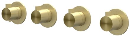 Afbouwdeel IVY Tribe Inbouwthermostaat 3 Stopkranen Symmetry Met Ronde Rozetten RVS316 Geborsteld Mat Goud PVD Geborsteld RVS316 Mat Goud PVD