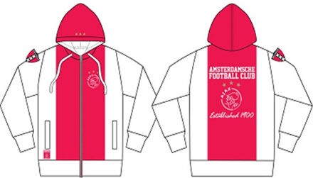 AFC Ajax hooded sweatvest est 1900 geborduurd wit/rood/wit, maat L