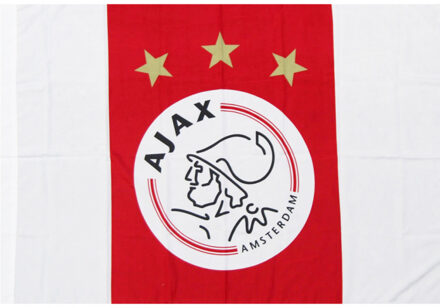 AFC Ajax vlag wit/rood/wit logo, 100 x 150 cm