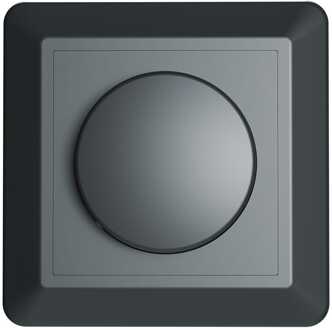 Afdekmateriaal met dimmerknop - Geschikt voor LED Dimmers - Incl. centraalplaat en raamwerk - Druk/draaischakelaar - Mat zwart
