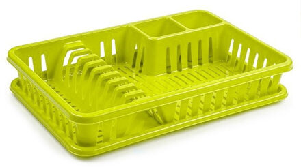 Afdruiprek met lekbak - 45 x 30 cm - groen - Afwassen/afdrogen - Afwasrekken - Kunststof