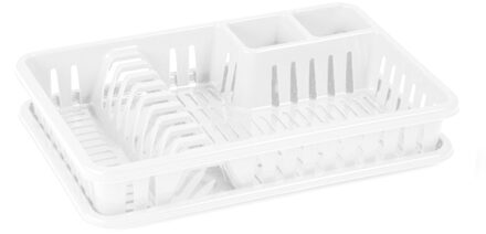 Afdruiprek met lekbak - 45 x 30 cm - wit - Afwassen/afdrogen - Afwasrekken - Kunststof