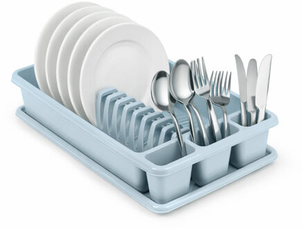 Afdruiprek met lekbak - ijsblauw - 45 x 26 cm - afwasrek