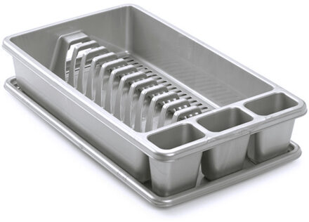 Afdruiprek met lekbak - zilvergrijs - 45 x 26 cm - afwasrek