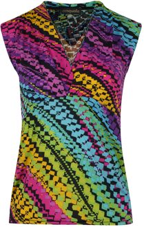 Afdrukken Rood mouwloze faux overslagtop Lila - EU 38 / UK 10