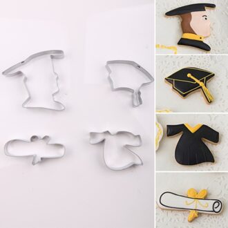 Afgestudeerde Bachelor Gown Diploma Rvs Cookie Cake Snijders DIY Biscuit Gebak Bakvorm Fondant Party Decor